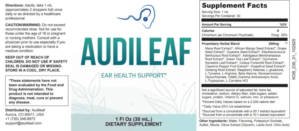 audileaf ingredients